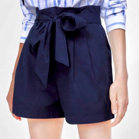 Zara Pants - Zara Belted Paper Bag Shorts